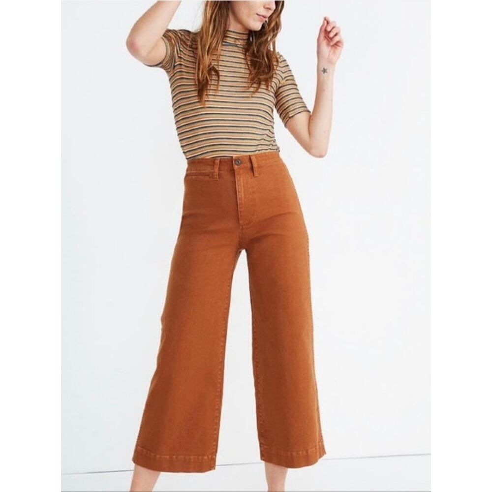 Madewell Emmett Wide Leg Crop Pants Size 26 Burnt Sienna Stretch Bohemian - Picture 8 of 13